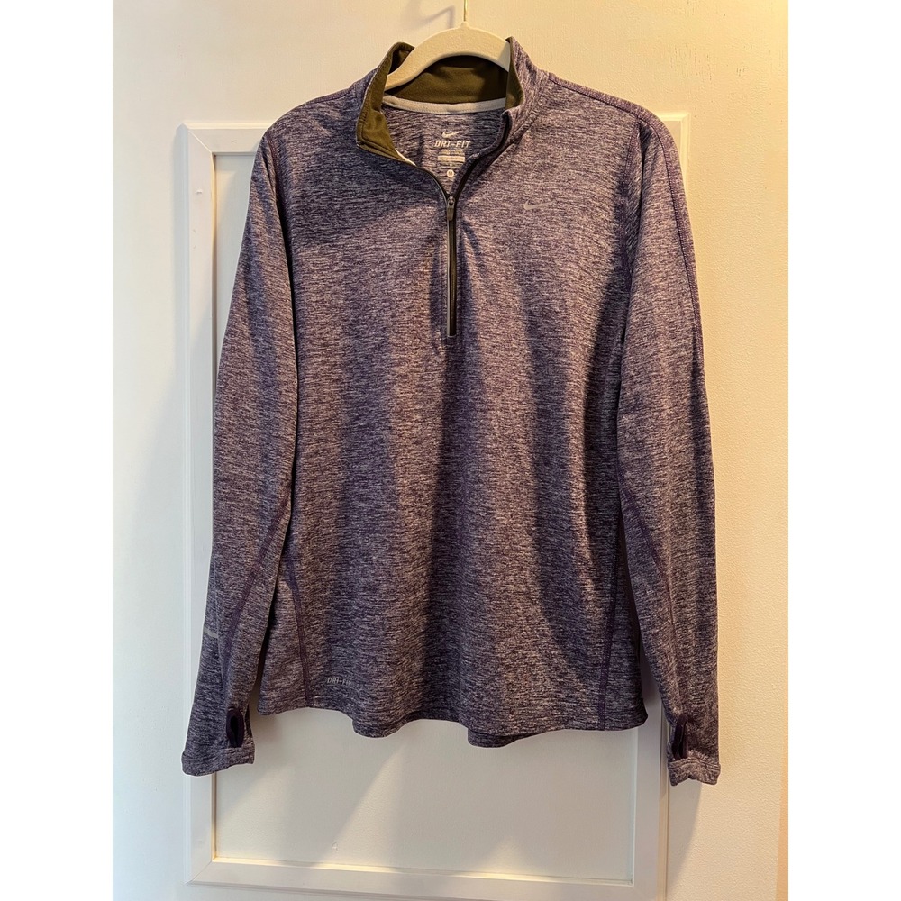 Nike Dri-FIT Women Purple Heather Space Dye Quarter Zip Running Top Medium